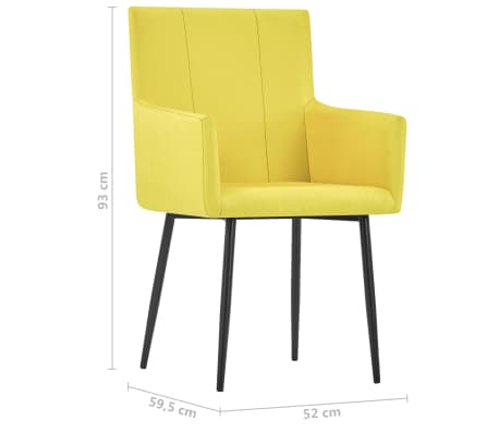 vidaXL Esszimmerstühle mit Armlehnen 6 Stk. Gelb Stoff vidaXL Esszimmerstühle mit Armlehnen 6 Stk. Gelb Stoff