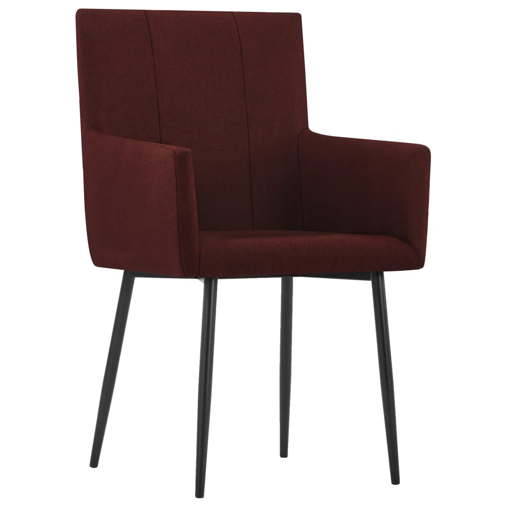 vidaXL Jedálenské stoličky s opierkami 4 ks, vínovo červené, látka