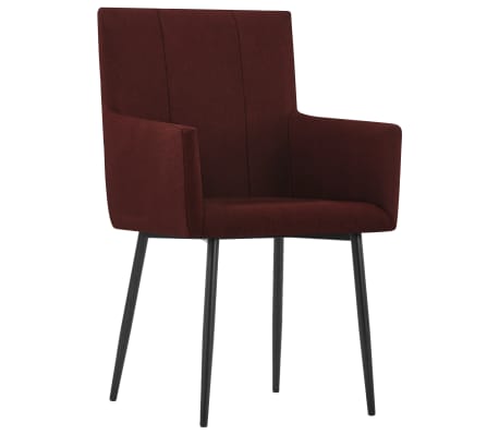 vidaXL Chaises à manger avec accoudoirs lot de 4 rouge bordeaux tissu