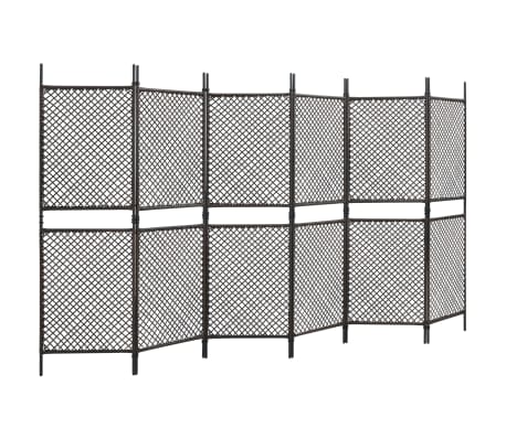 vidaXL 6-panels rumdeler 360x200 cm polyrattan brun