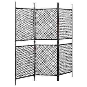 vidaXL Romdeler med 3 paneler polyrotting 180x200 cm brun