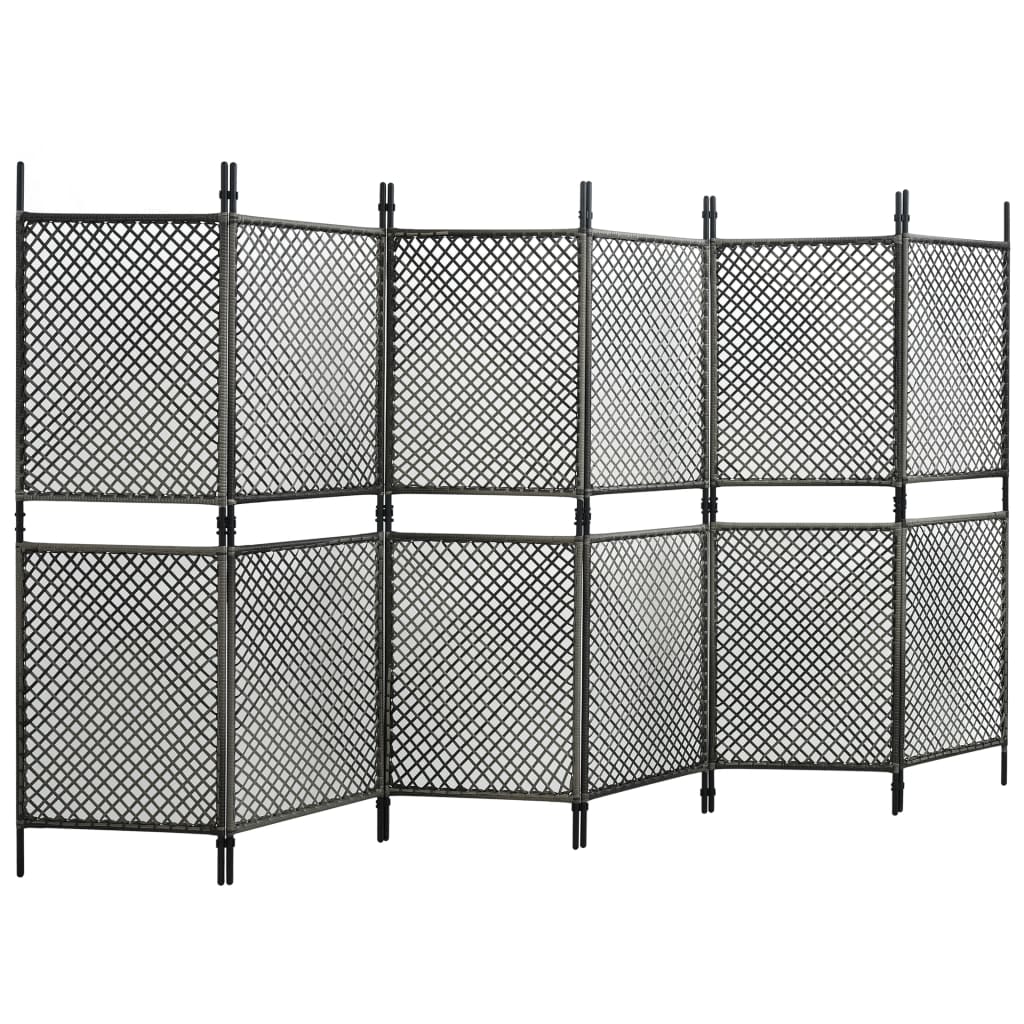 

vidaXL Kamerscherm met 6 panelen 360x200 cm poly rattan antraciet