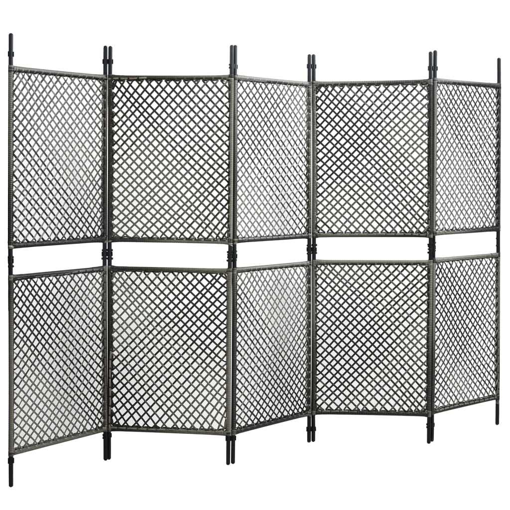 

vidaXL Kamerscherm met 5 panelen 300x200 cm poly rattan antraciet