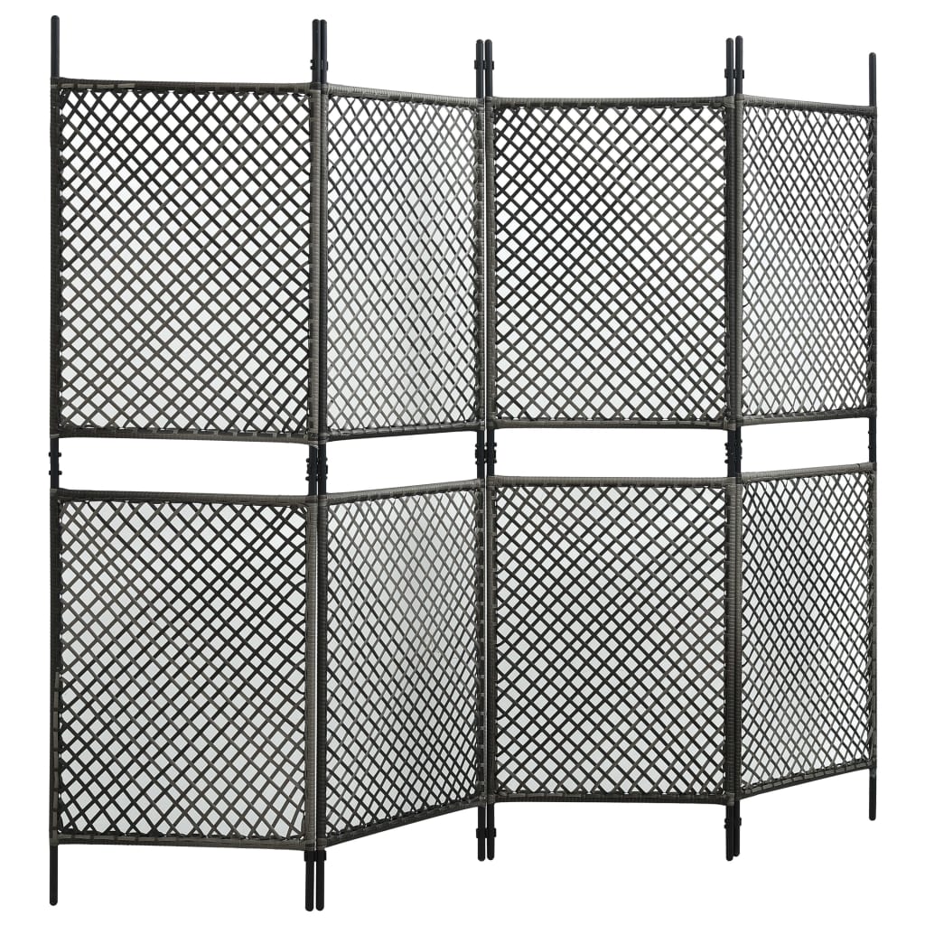 

vidaXL Kamerscherm met 4 panelen 240x200 cm poly rattan antraciet