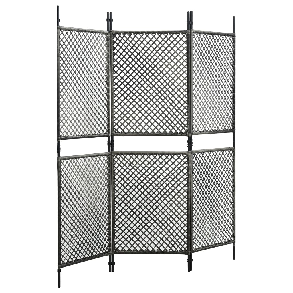 

vidaXL Kamerscherm met 3 panelen 180x200 cm poly rattan antraciet