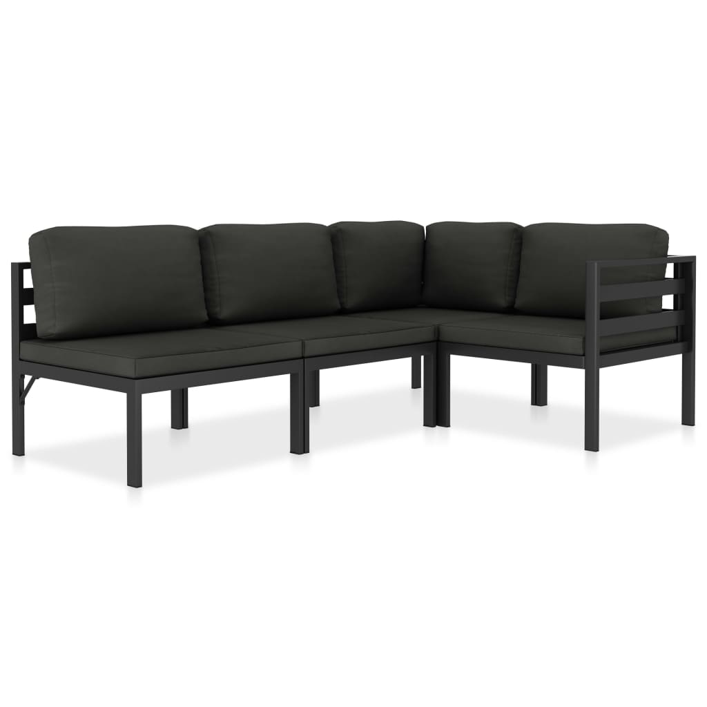 vidaXL Set mobilier de grădină cu perne, 4 piese, antracit, aluminiu