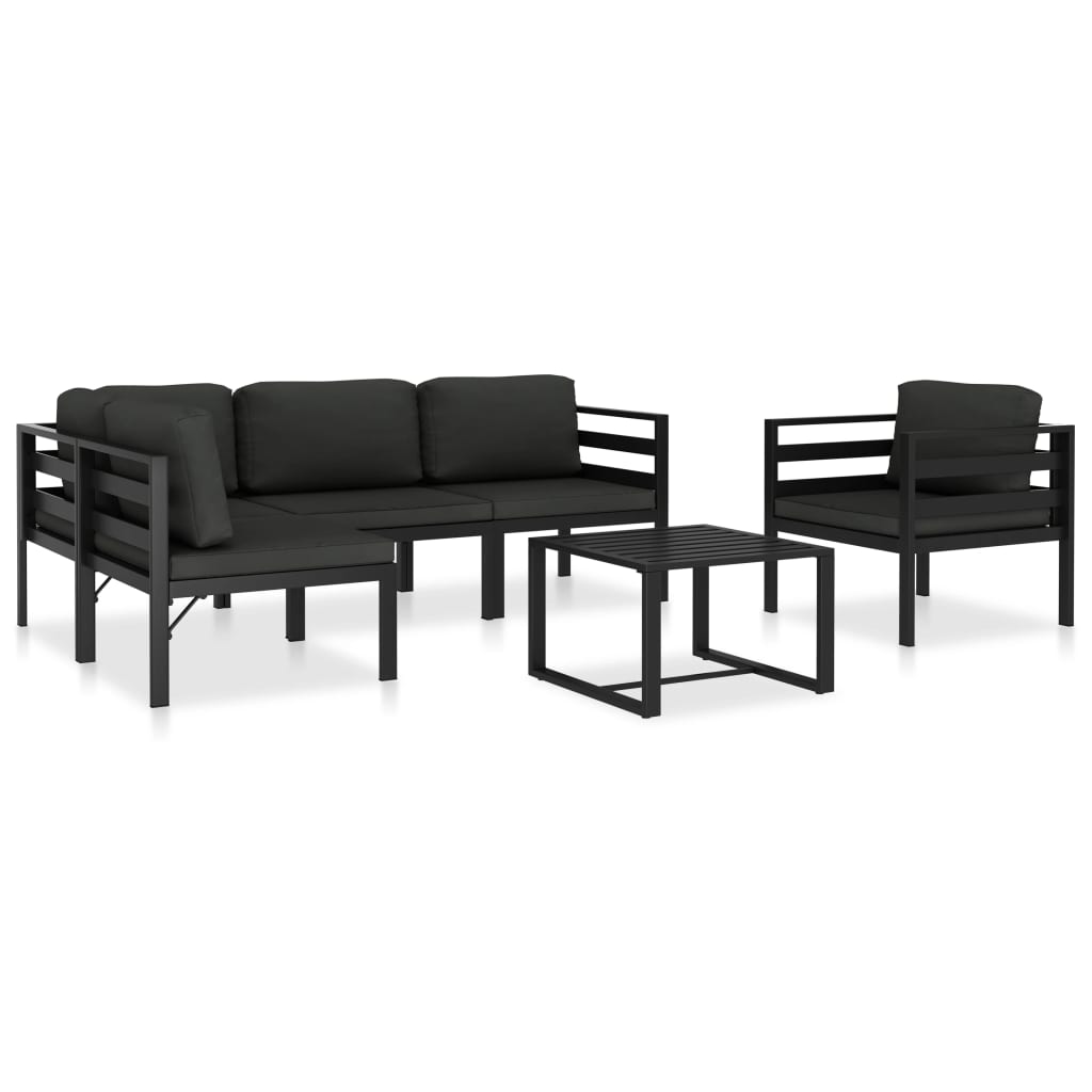 VidaXL 6 Piece Patio Lounge Set With Cushions Aluminum Anthracite