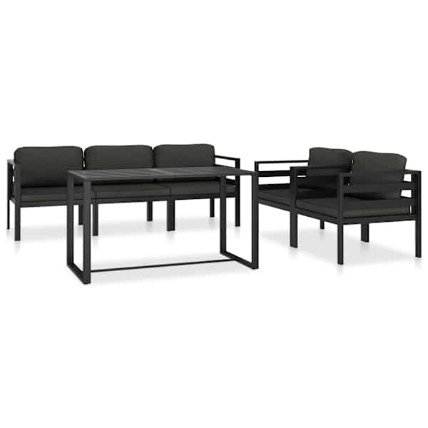 vidaXL 6-osaline aiadiivanikomplekt patjadega, alumiinium, antratsiit
