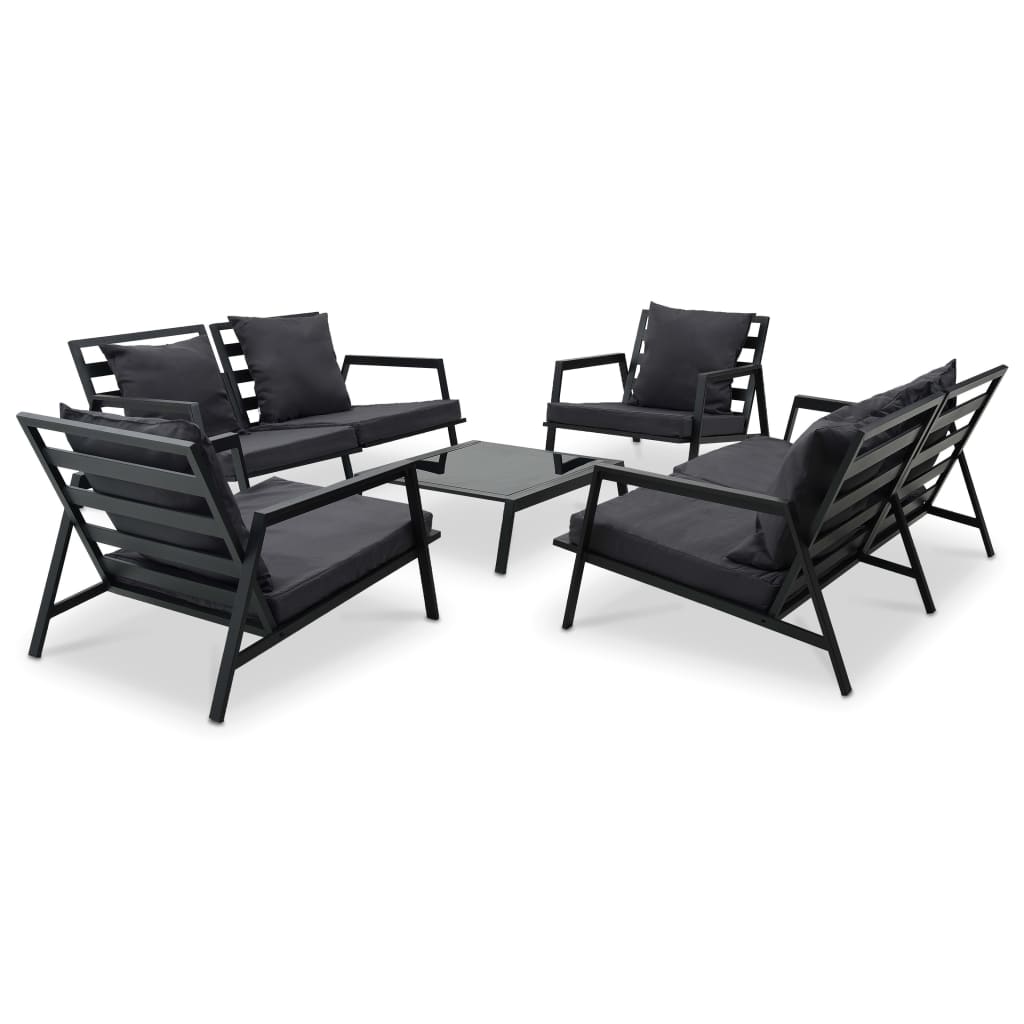 vidaXL 5-tlg. Garten-Lounge-Set mit Auflagen Aluminium Dunkelgrau