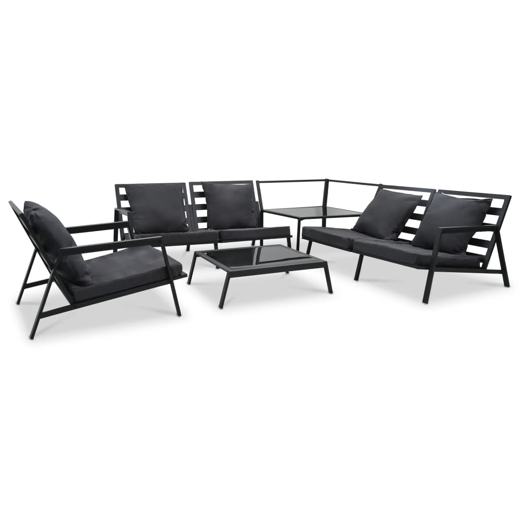 vidaXL 5-tlg. Garten-Lounge-Set mit Auflagen Aluminium Dunkelgrau