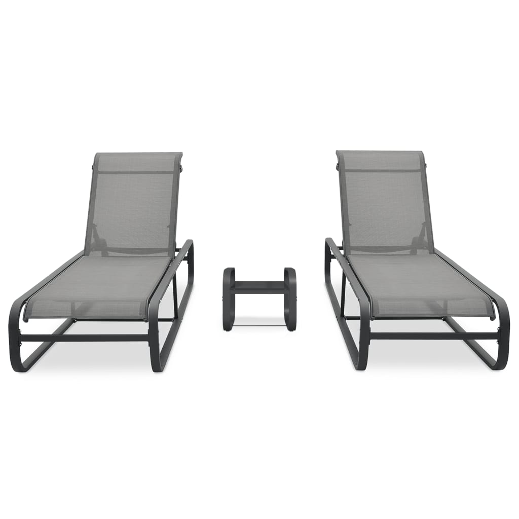 

vidaXL Ligbedden 2 st met tafel textileen en aluminium