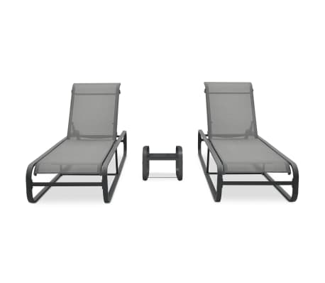 vidaXL Tumbonas con mesa 2 unidades textilene y aluminio
