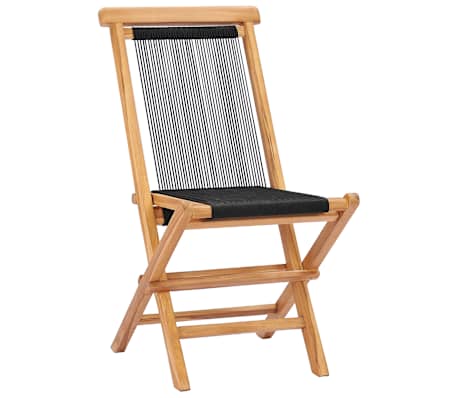 vidaXL Chaises pliables de jardin lot de 2 Bois teck solide et corde