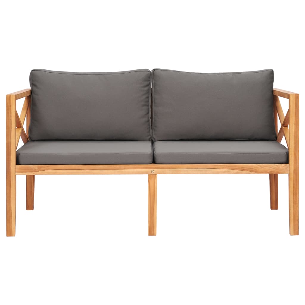 2-Seater Patio Bench Loveseat Chair Sofa with Cushions Solid Wood Teak vidaXL