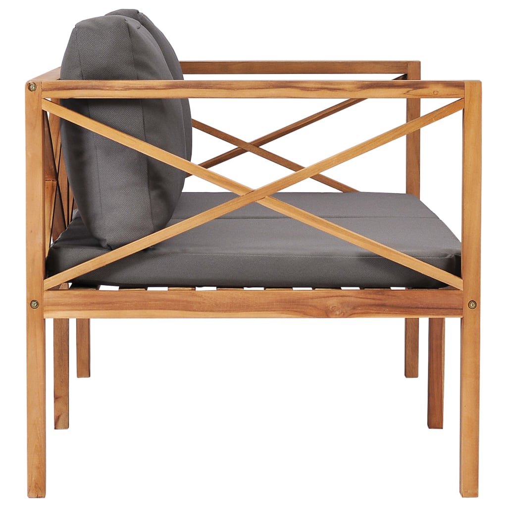 2-Seater Patio Bench Loveseat Chair Sofa with Cushions Solid Wood Teak vidaXL