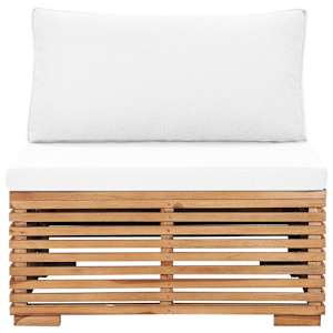 vidaXL Siedzisko ogrodowe z kremową poduszką, lite drewno tekowe