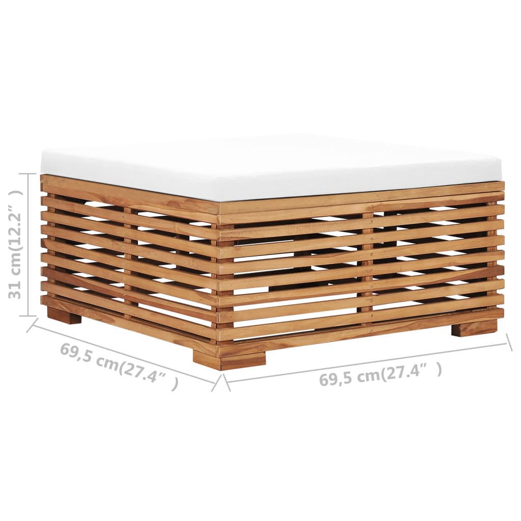 Poggiapiedi Da Giardino Con Cuscino Crema In Massello Di Teak VidaXL 11 width=274