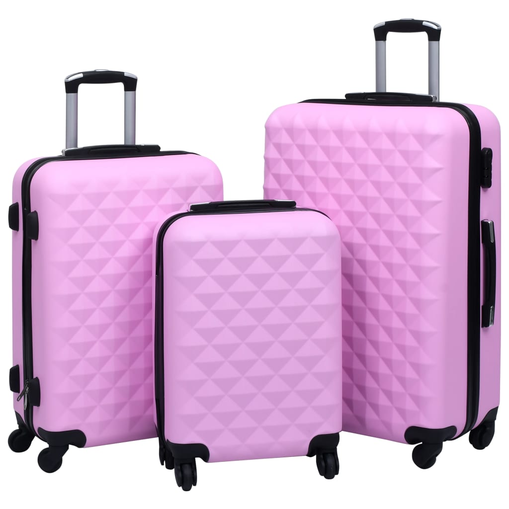 vidaXL Set de valize cu carcasă rigidă, 3 piese, roz, ABS vidaXL