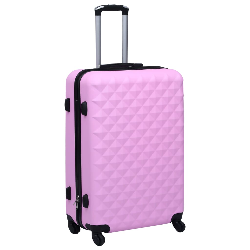 Set de valize cu carcasă rigidă, 3 piese, roz, ABS