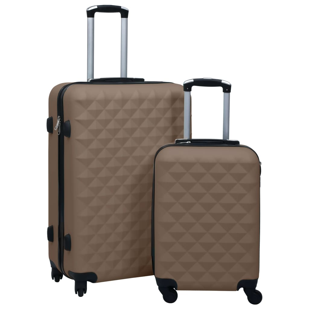 Poza vidaXL Set de valize cu carcasa rigida, 2 piese, maro, ABS