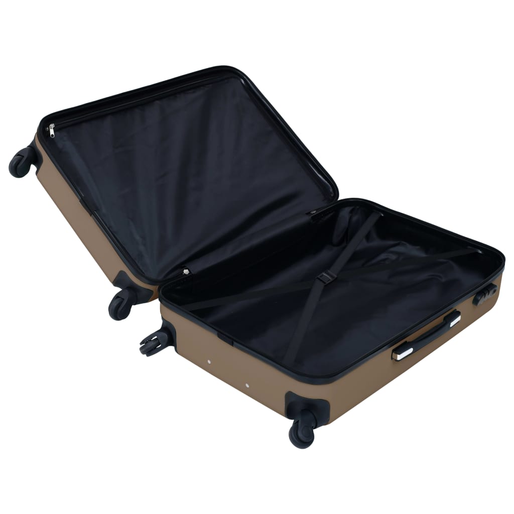 2 db barna ABS keményfalú gurulós bőrönd 