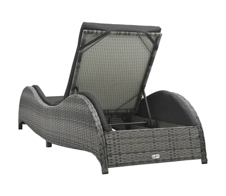 vidaXL Chaise longue avec coussin Résine tressée Anthracite vidaXL Chaise longue avec coussin Résine tressée Anthracite