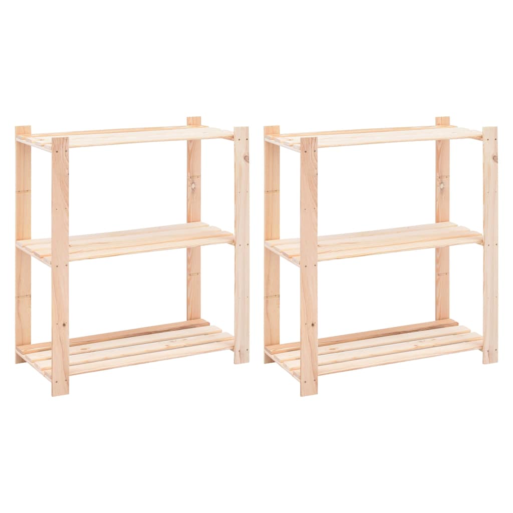 2x Pin Solide Etagères de Rangement 3 Niveaux 150 kg Stockage Maison