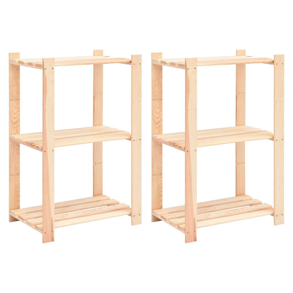 Pin Solide Étagère de Stockage à 3 Niveaux 60x38x90 cm 150kg Couloir