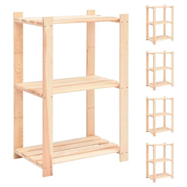 vidaXL 3-korruselised hoiuriiulid, 5 tk, 60x38x90 cm m&auml;nnipuit 150 kg