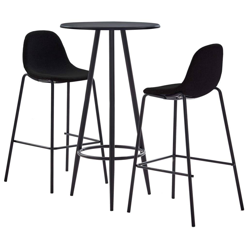 vidaXL Set mobilier de bar, 3 piese, negru, material textil vidaXL imagine noua 2022