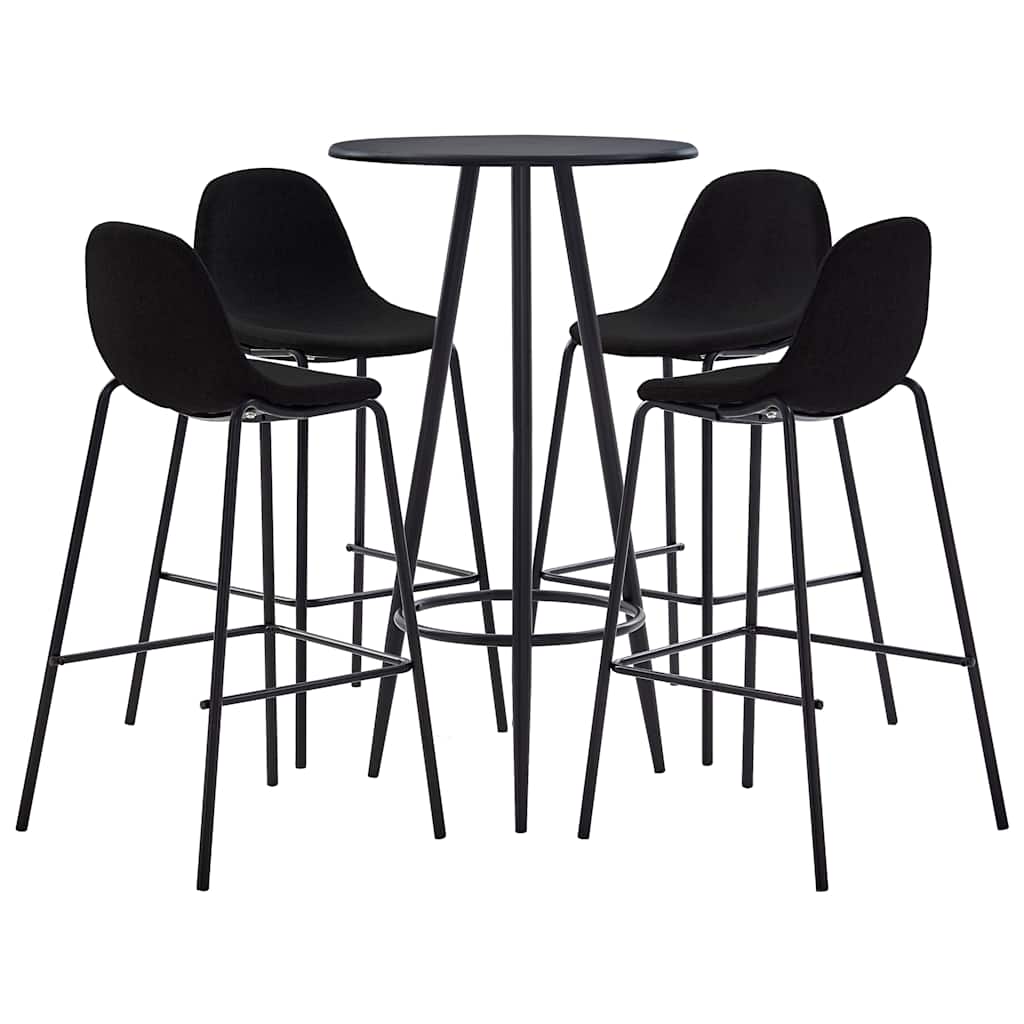 vidaXL Set mobilier de bar, 5 piese, negru, material textil