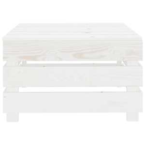 vidaXL Sodo stalas i&scaron; palečių, baltos spalvos, mediena