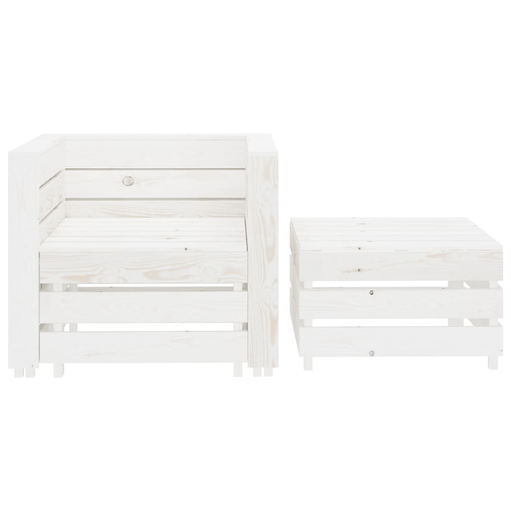 vidaXL Juego de muebles de jardín de palets 2 piezas madera blanco