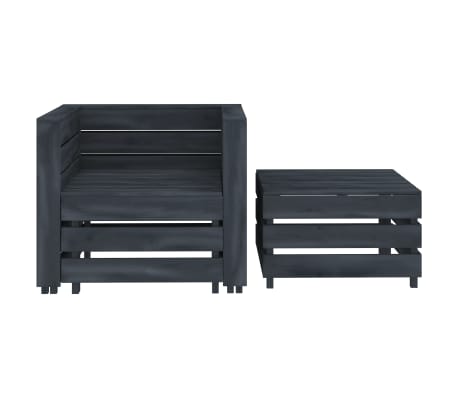 vidaXL 2 Piece Garden Pallet Lounge Set Grey Wood