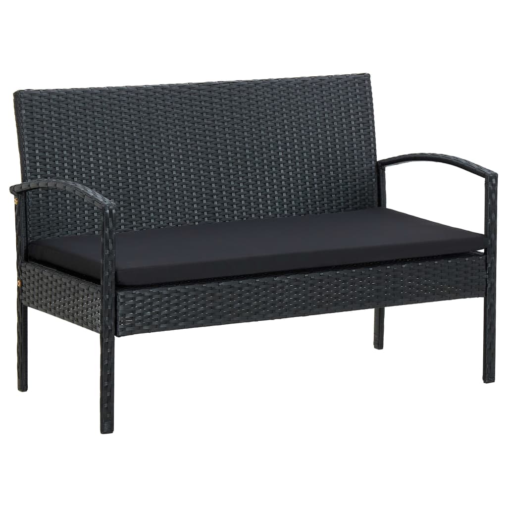 Thumbnail - vidaXL 4-tlg. Garten-Lounge-Set mit Auflagen Poly Rattan Schwarz