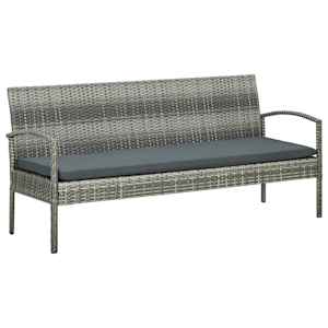 Vrtni kavč trosed z blazino siv poli ratan