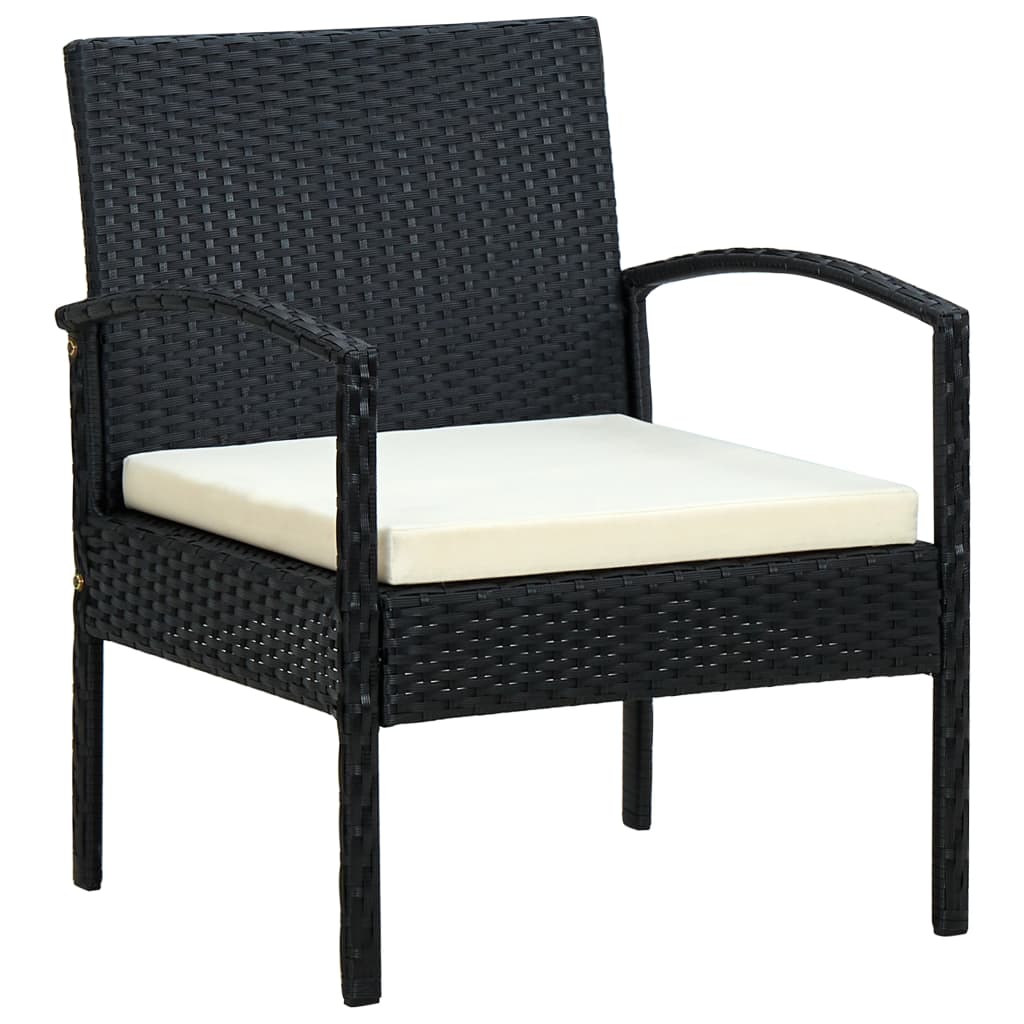 Petrashop  Zahradní židle s poduškou polyratan černá