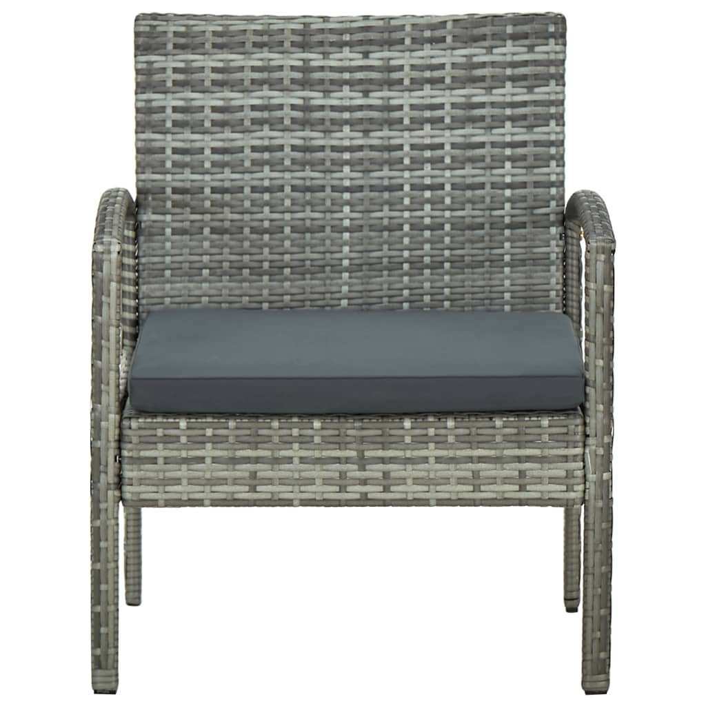 vidaXL Tuinstoel met kussen poly rattan grijs afbeelding