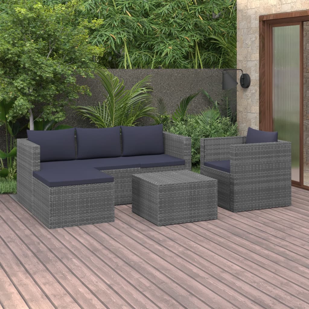 vidaXL 4-tlg. Garten-Lounge-Set Poly Rattan Grau und Anthrazit