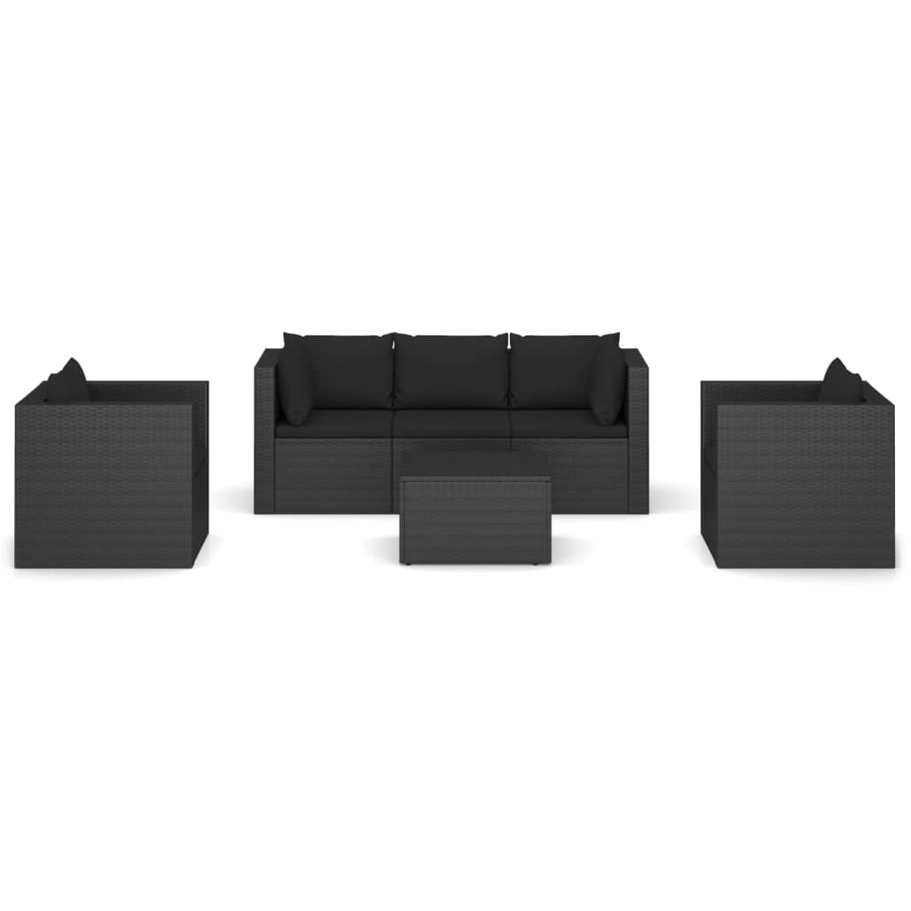 

vidaXL 4-delige Loungeset met kussens poly rattan zwart