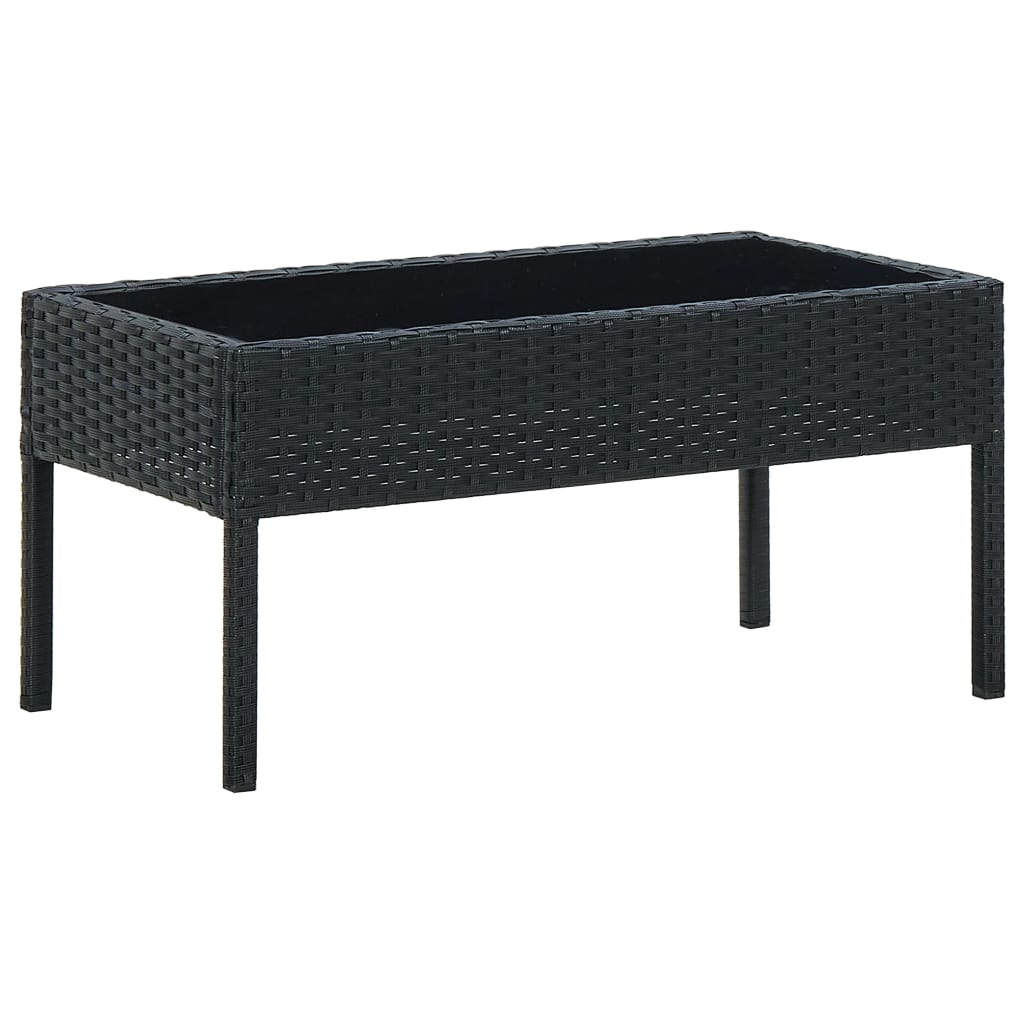 

vidaXL Patio Table Black 29.5"x15.7"x14.6" Poly Rattan