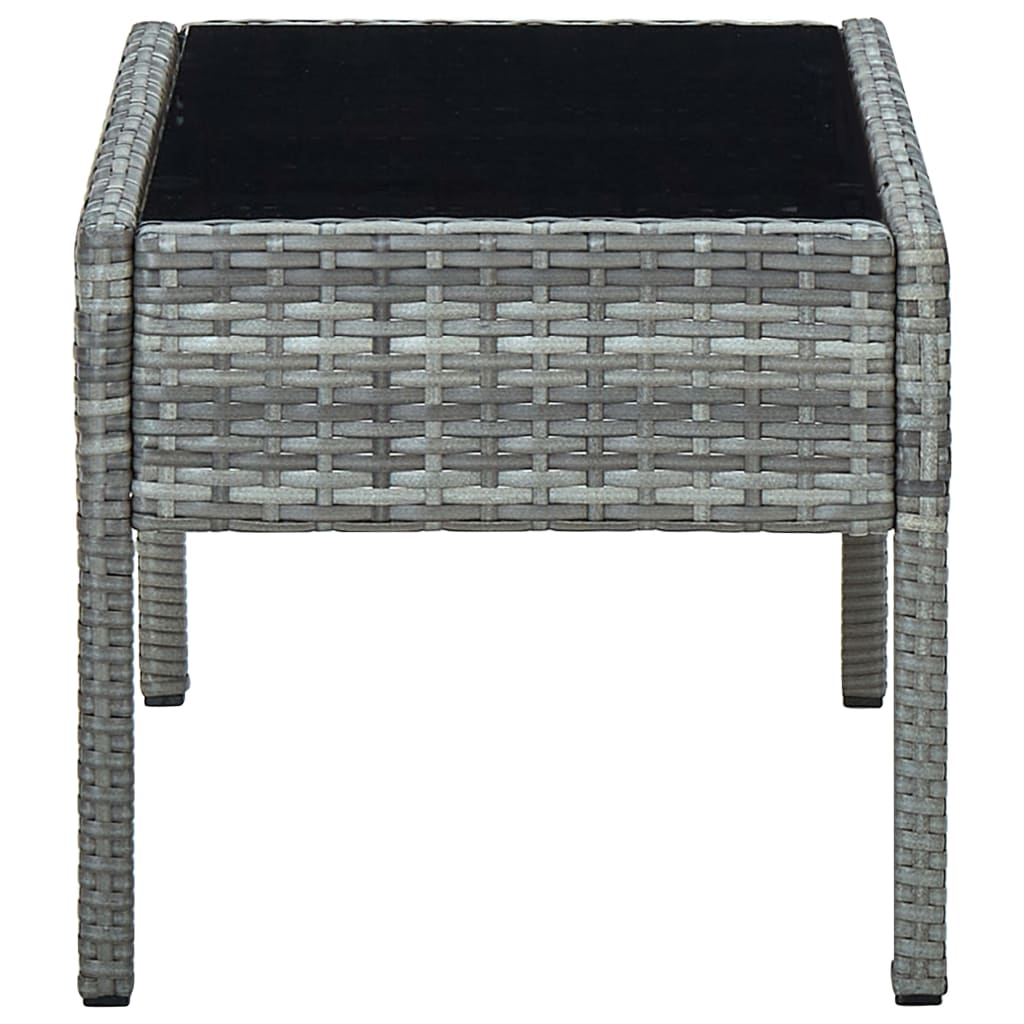Thumbnail - vidaXL Gartentisch Grau 75x40x37 cm Poly Rattan