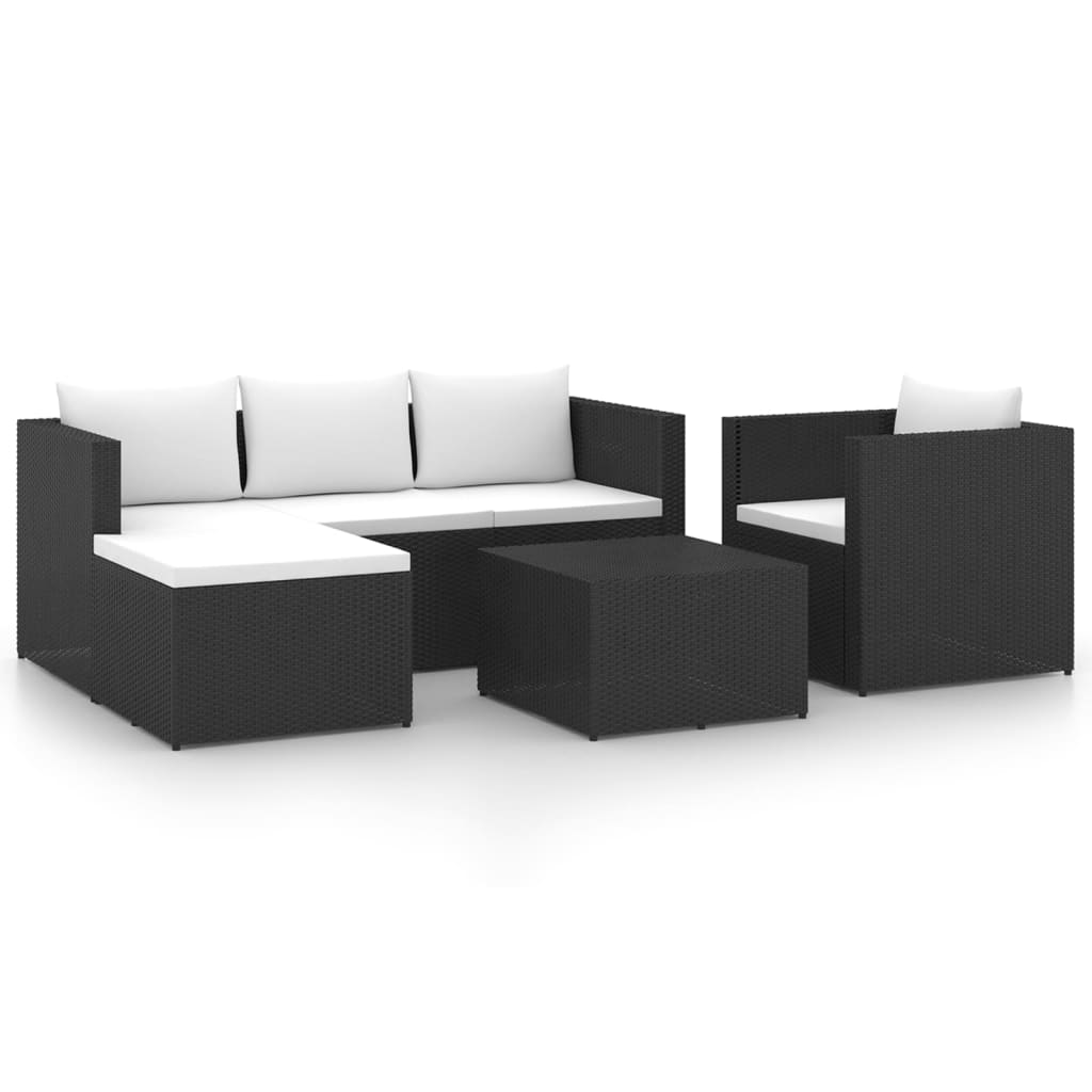 

vidaXL 4 Piece Patio Lounge Set Poly Rattan Black and White