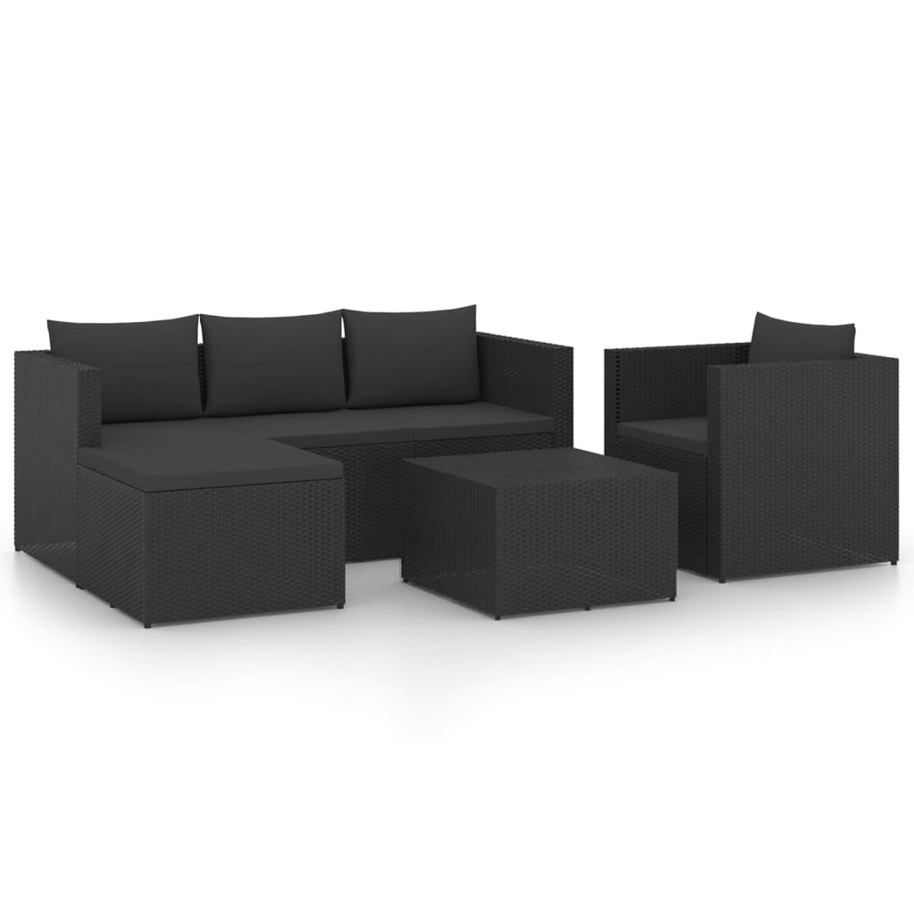 

vidaXL 4 Piece Patio Lounge Set Poly Rattan Black