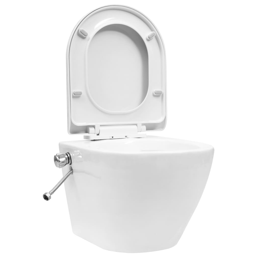 Závěsné WC bez oplachového kruhu s funkcí bidetu keramické bílé