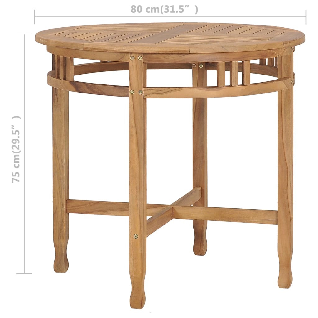 Tömör tíkfa étkezőasztal Ø 80 cm 