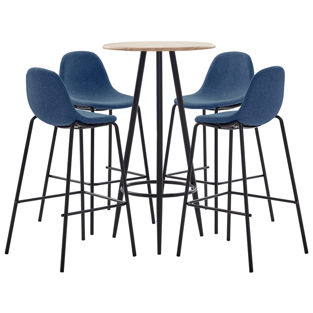 vidaXL Set mobilier de bar, 5 piese, albastru, material textil vidaXL imagine noua 2022