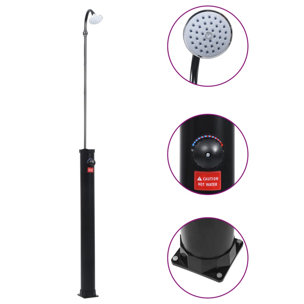 vidaXL Duș solar de grădină, negru, 215 cm, 8 L vidaxl.ro