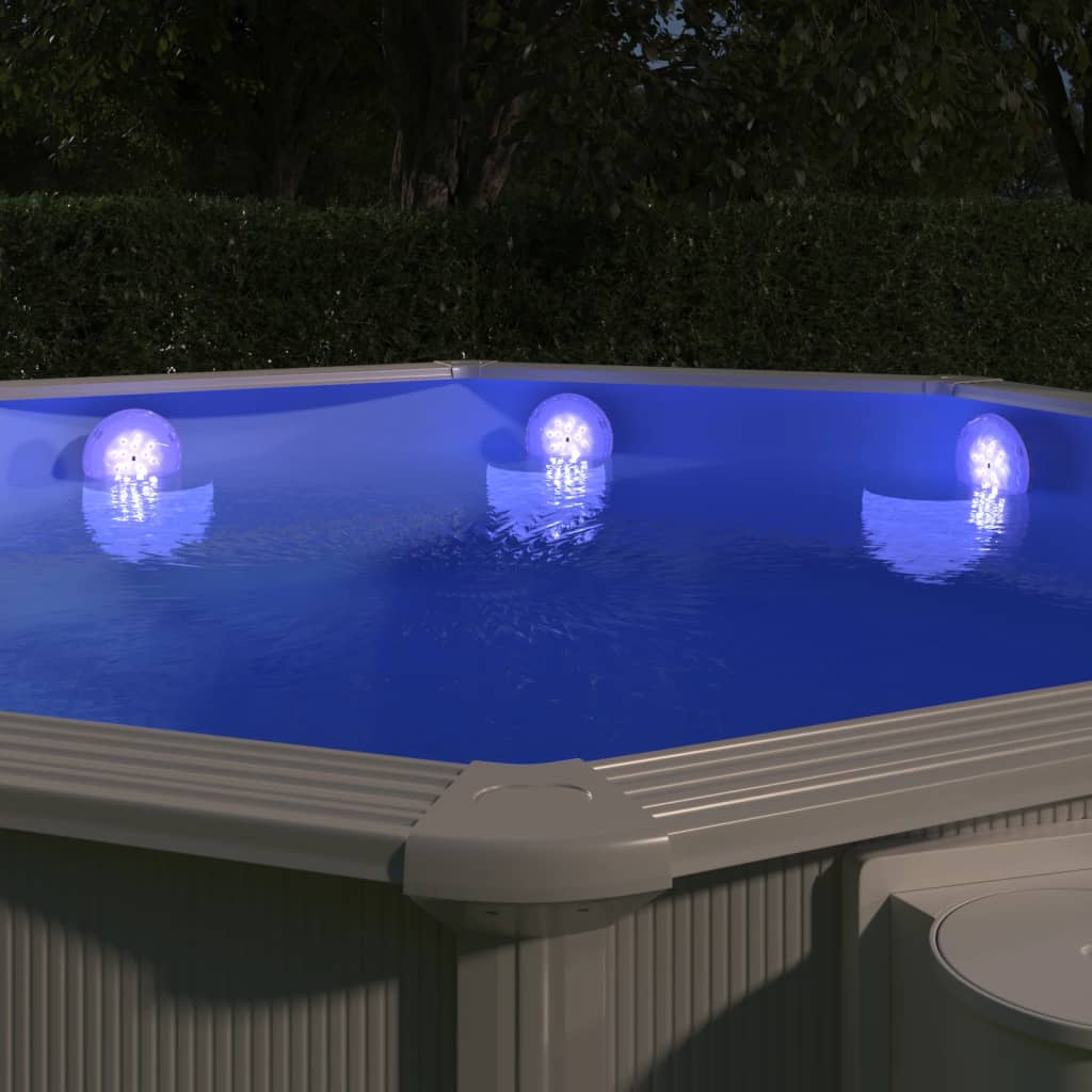 vidaXL LED-poollampe med fjernbetjening nedsænkelig flydende hvid