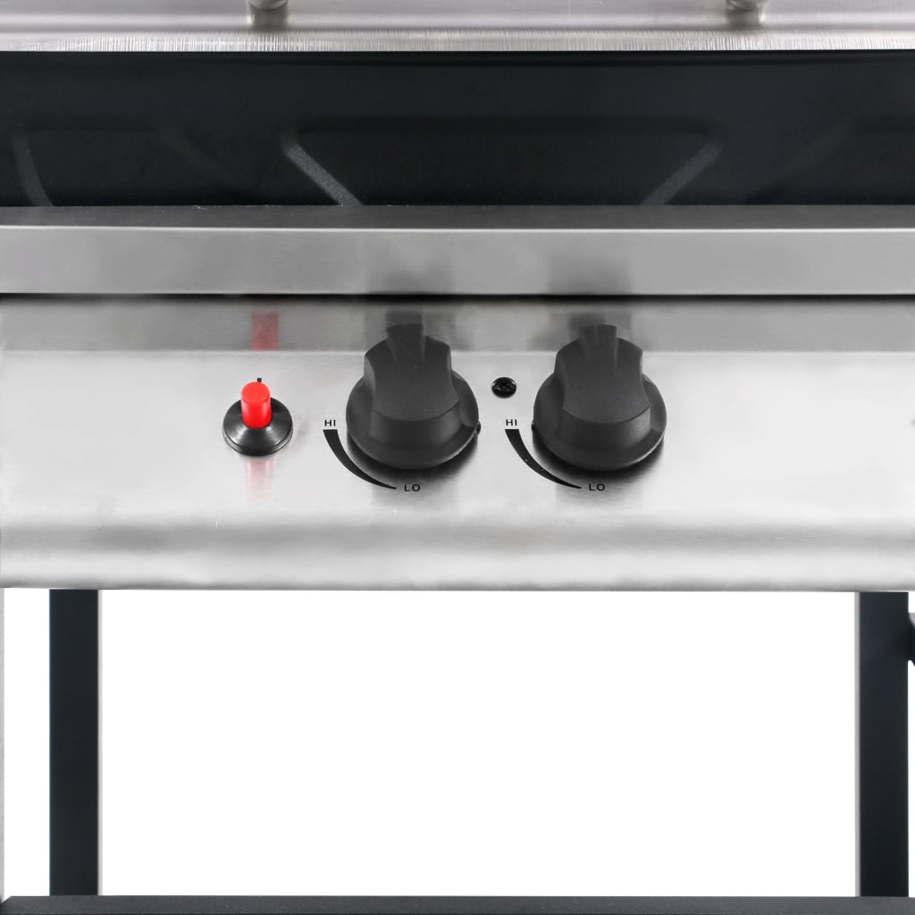 Fekete és ezüst gáz grillező 3 szintes kisasztallal 